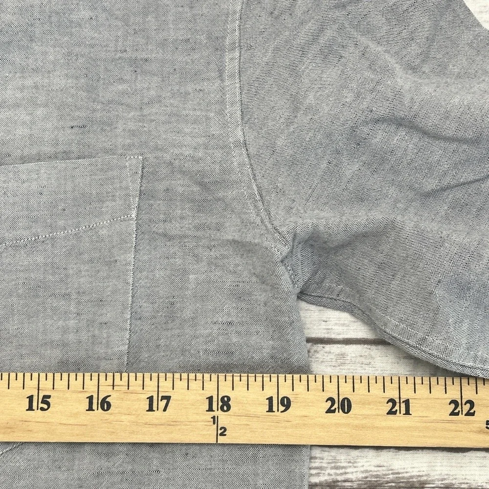 Rag & Bone Shirt Mens Medium Gray Chambray Linen Cotton Button Up Tailored Fit - Picture 6 of 13